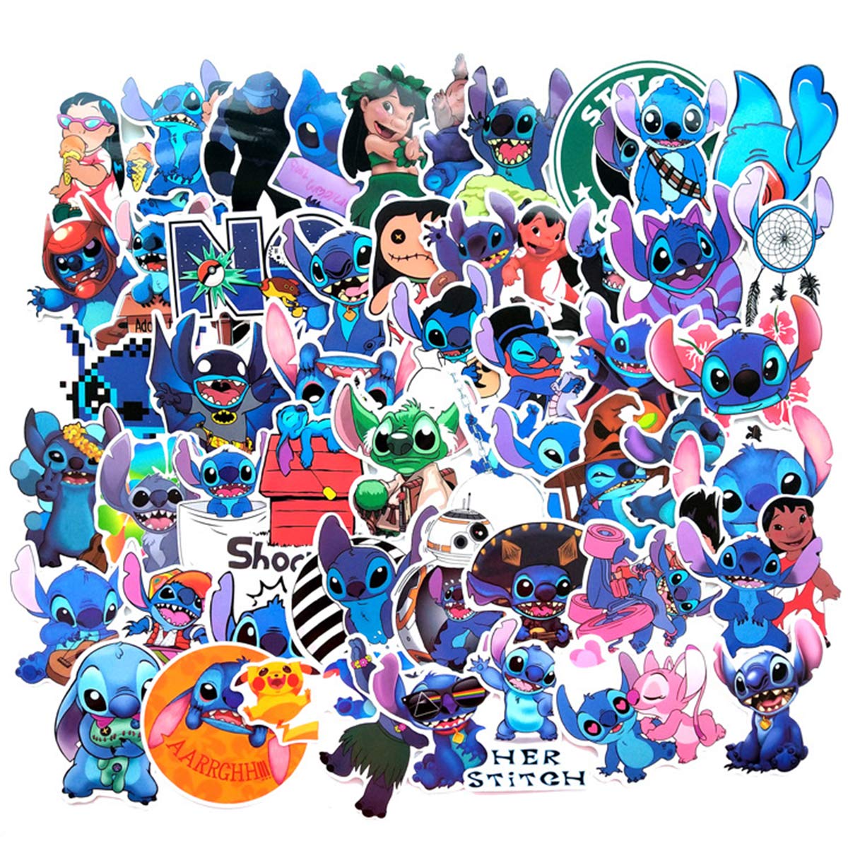 Set 60 Sticker Stitch ảnh decal hình dán ép lụa