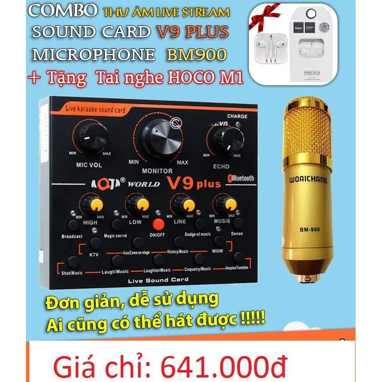 Soundcard V9 Plus kết hợp micro BM900 thu âm,livetream,hát karaoke chuyên nghiệp-âm thanh đẳng cấp