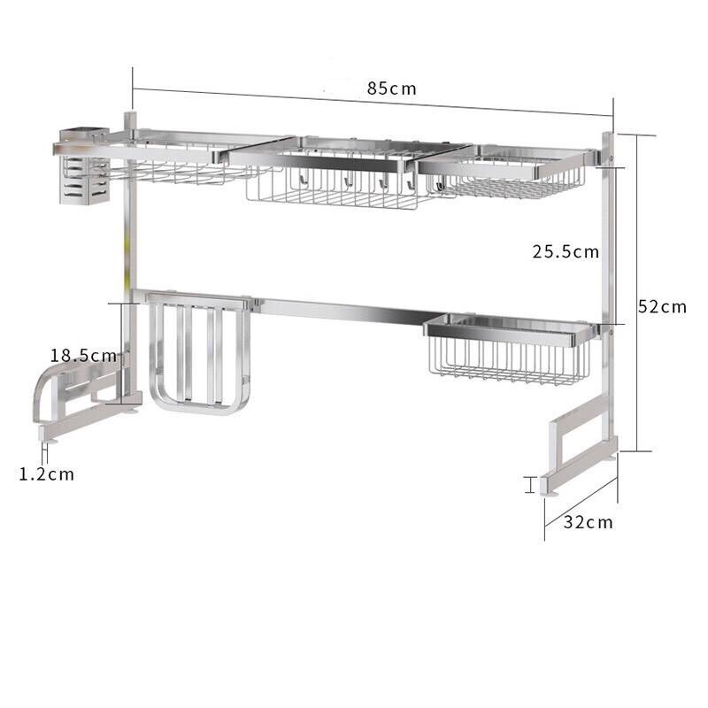 Giá kệ đa nhà bếp 6 trong 1 inox chuẩn 304 không han gỉ CHINOX - kích thước ngang 85cm