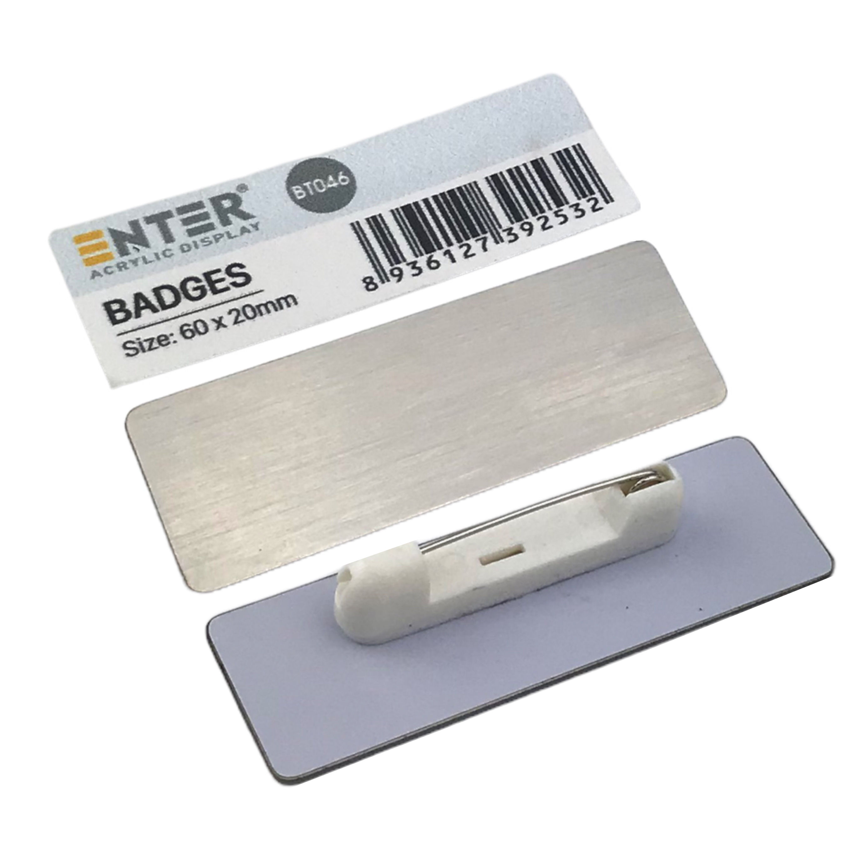 Phôi thẻ tên inox Enter BT046 60x20mm trắng xước K004A - Bịch