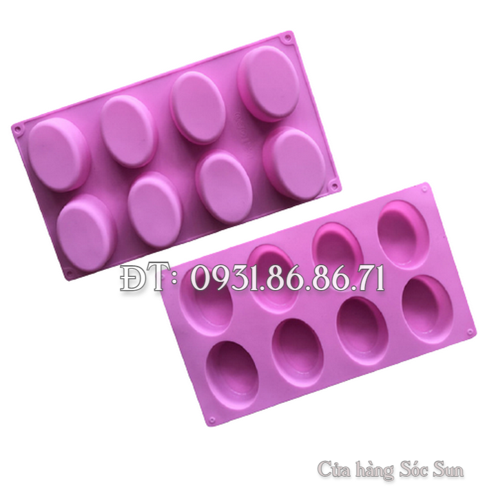 Khuôn silicon 8 hình Oval - Mã số 1052