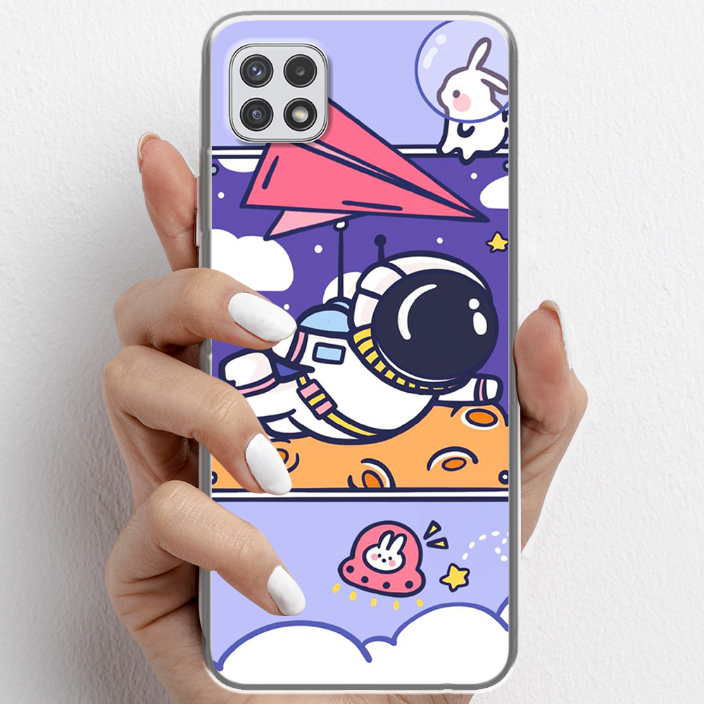 Ốp lưng cho Samsung Galaxy A22 nhựa TPU mẫu Phi hành gia tím