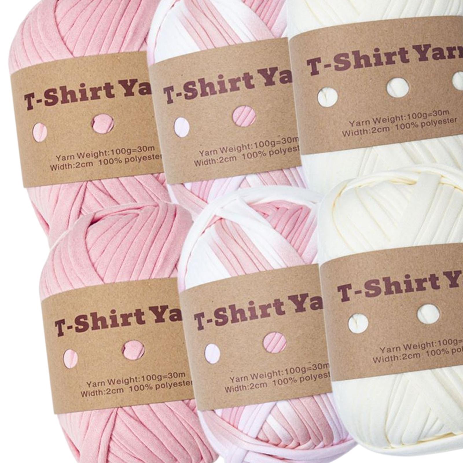 6x Knitting Yarn Fabric Cloth Spaghetti Yarn Polyester Hand Knit Crocheting 32. T-shirt Yarn Carpet Yarn for Handbag Macrame DIY Hats