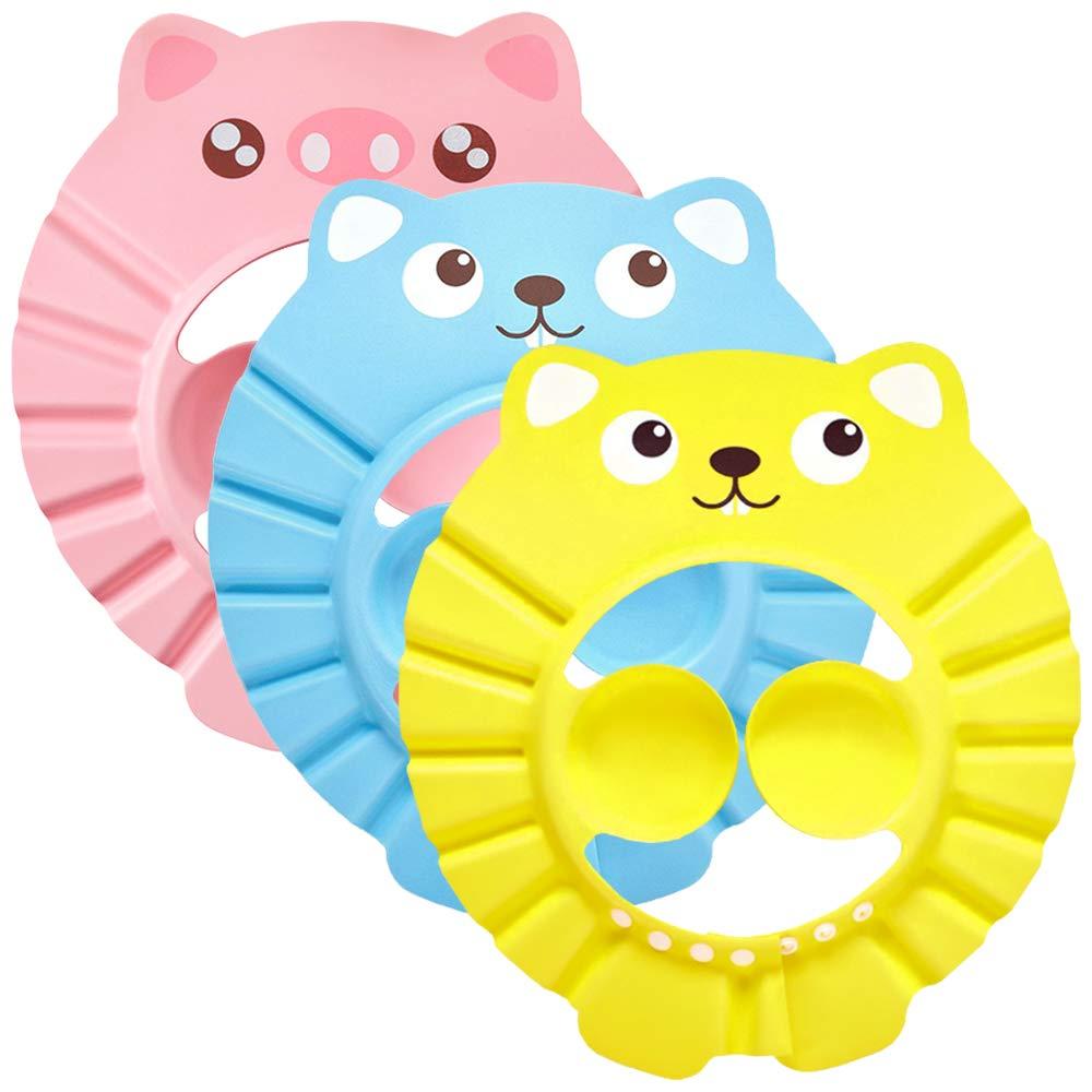Mũ phòng tắm cho bé, mũ tắm cho bé 3pcs, tấm che phòng tắm có thể điều chỉnh, mũ bảo vệ dầu, tấm che tắm trẻ em, bảo vệ mắt và tai của trẻ em