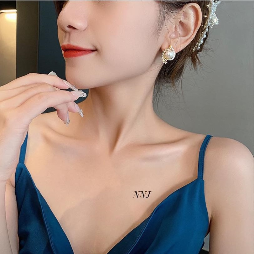 Bông tai bạc gắn trai thời trang chất liệu bạc s925 MS08v