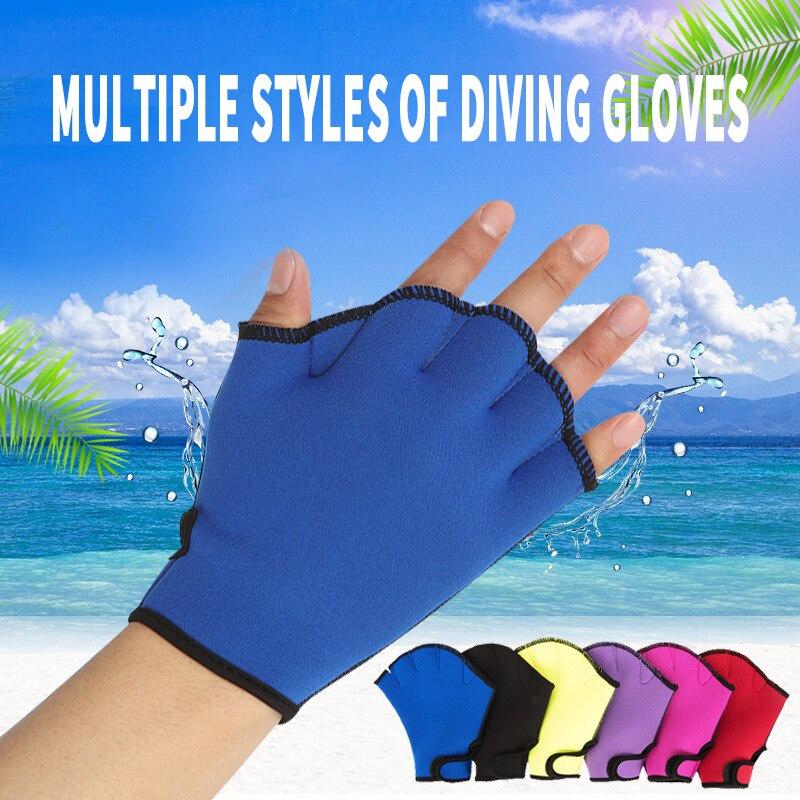 1Pair Aquatic Gloves Swimming Flipper Fin Swim Training Tools For Men Women Diving Surfing Pool Diving Gloves Size S M L