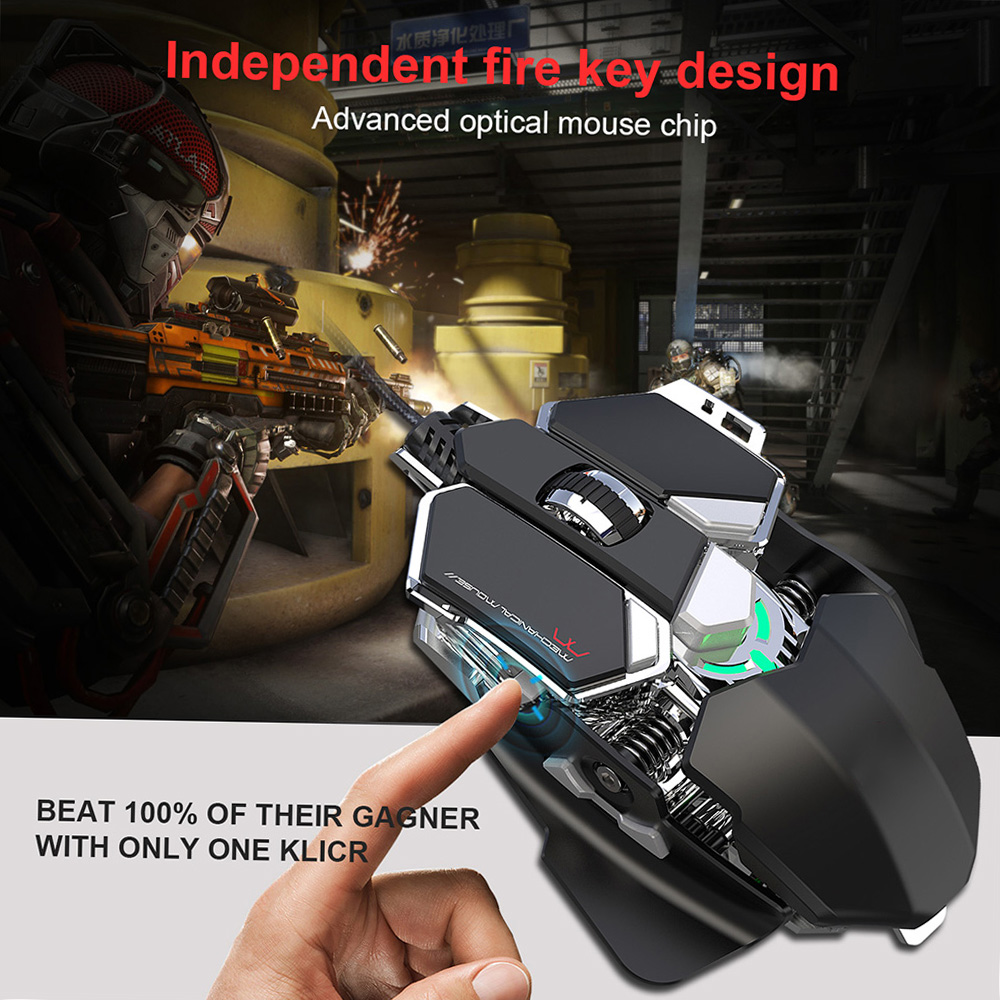 HXSJ V200+J600 Combo Wired Gaming Mouse 9-key Macro Programming Mice & Switch One-handed Mechanical