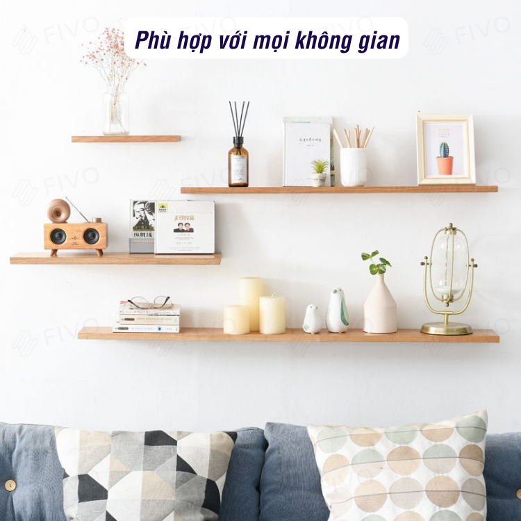 Kệ Trang Trí Treo Tường Gỗ MDF 17mm Chống Ẩm FIVO FB41 Đơn Giản Tiện Dụng Dễ Dàng Gắn Tường - Hàng Chính Hãng