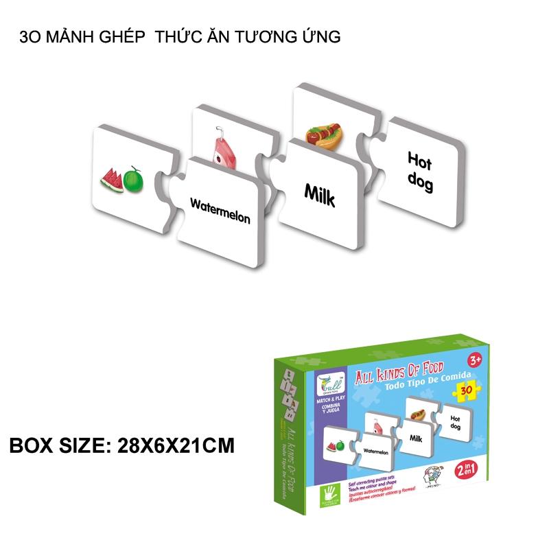 Puzzle đồ chơi giáo dục GHÉP HÌNH HỌC TIẾNG ANH THÔNG MINH CHO BÉ BỘ 30 MẢNH GHÉP 8112-811 quà tặng cho bé trẻ em