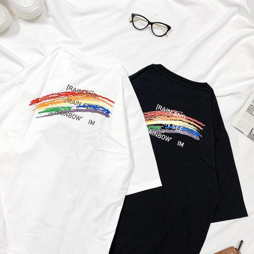 Áo thun tay lỡ RAINBOW CẦU VỒNG form rộng ulzzang couple nam nữ UNISEX