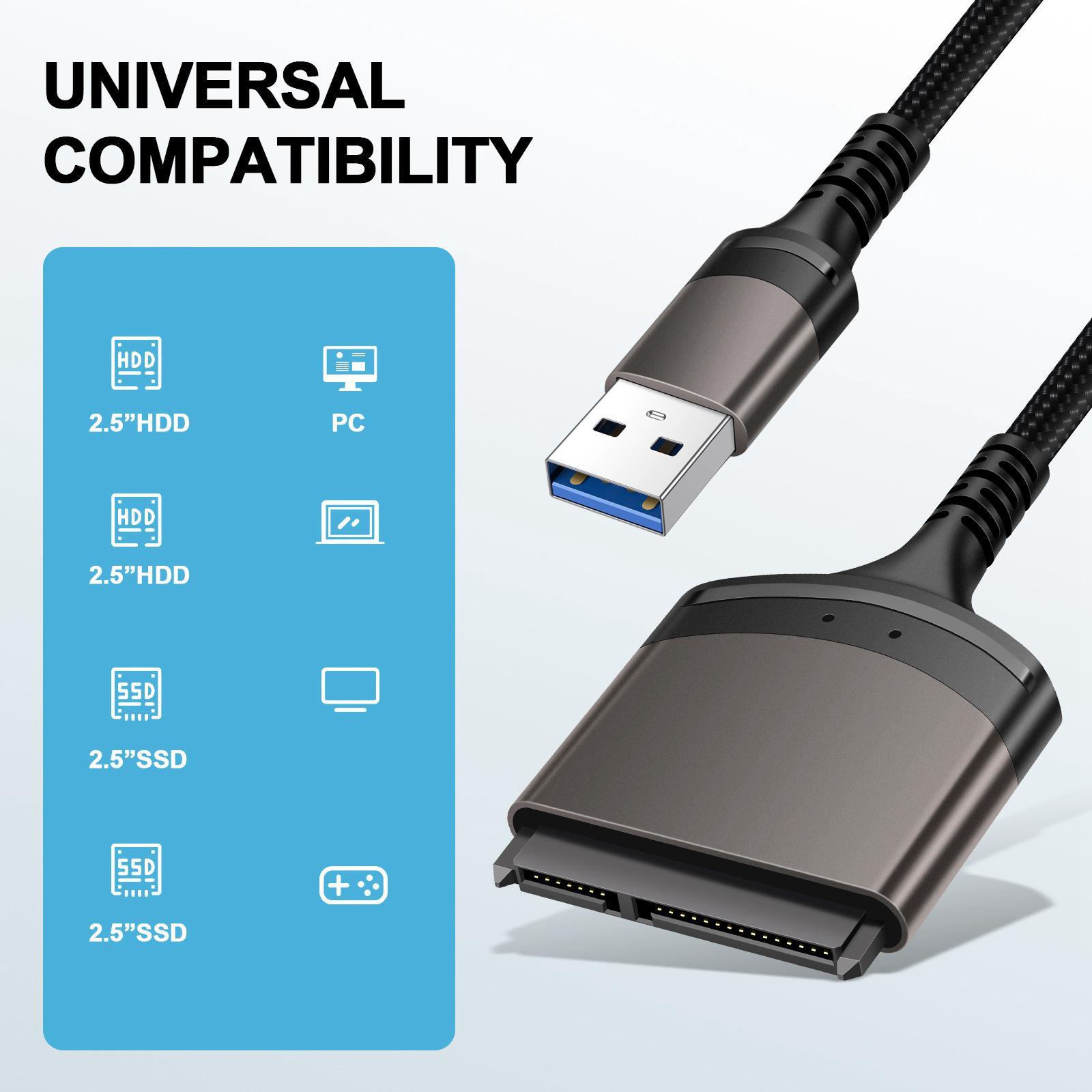 Universal USB 3.0 to Serial ATA Adapter 2.5" High Power Adapter Data Converter Quick Connection Easy to Use for PC / ROM