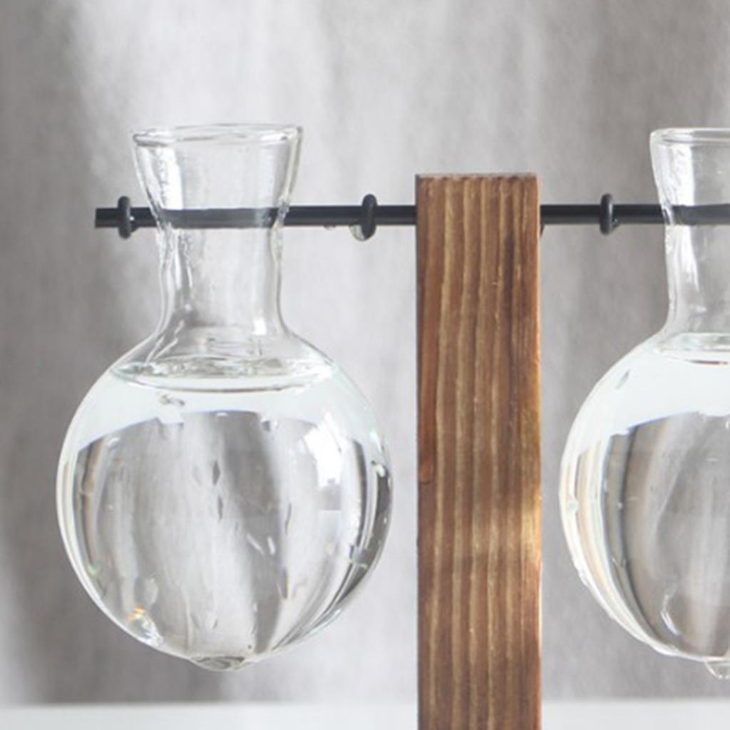 3X Test Tube Flower Vase Wooden Stand for  Plant Stand with 2 Vase