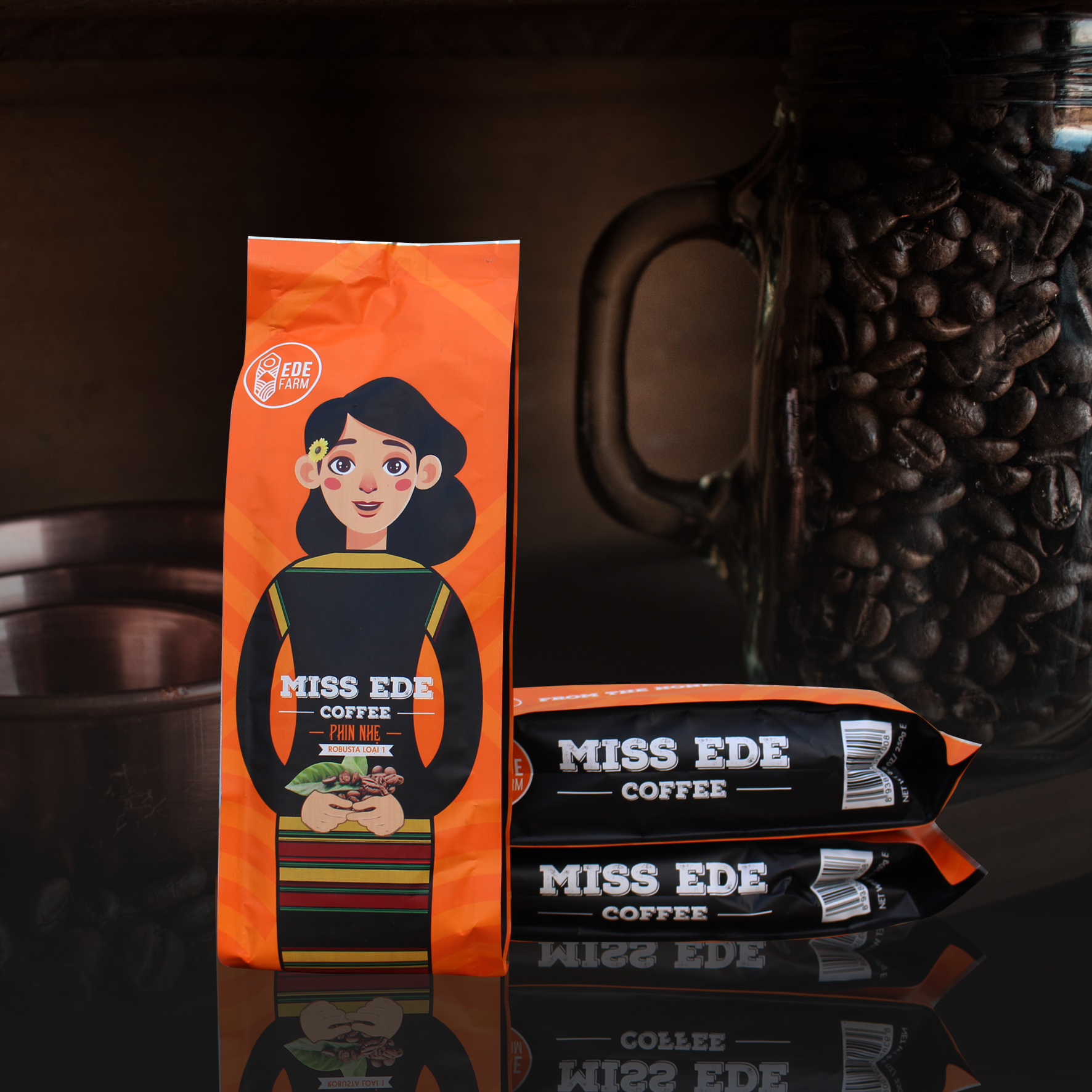 Cà phê Rang mộc nguyên chất MISS EDE Phin Nhẹ - Honey Robusta 250g