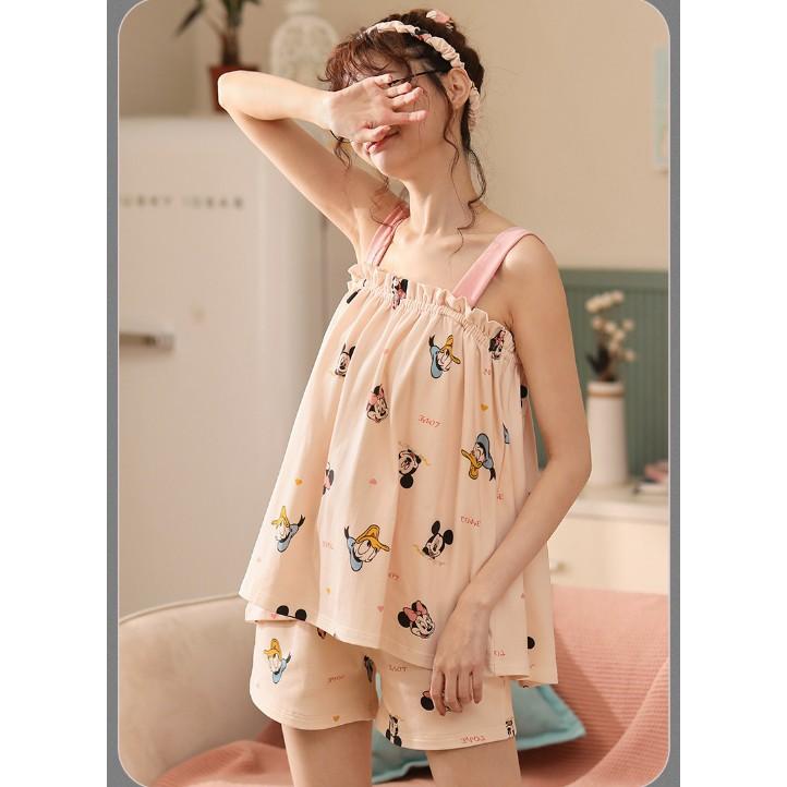 Bộ đùi 2 dây siêu đáng yêu, họa tiết cute, chất vải cotton 100% mềm mịn, thoáng mát, mặc cực kỳ dễ chịu,  size M-2XL