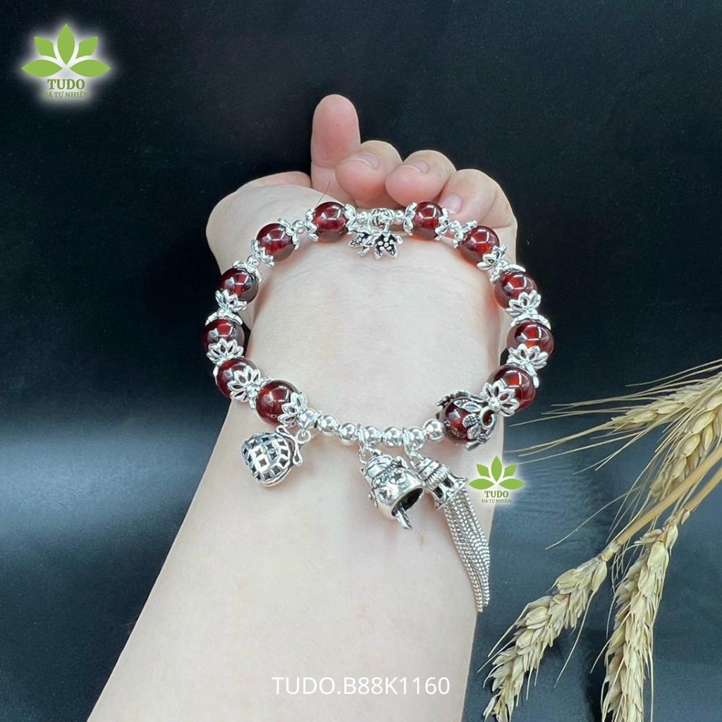 Vòng Tay Nữ Đẹp - Vòng Phong Thủy Mệnh Hỏa, Thổ TUDO VCBGARN AG925 B88K1160 Charm Tua Rua, Hoa, Mèo - Tài Lộc