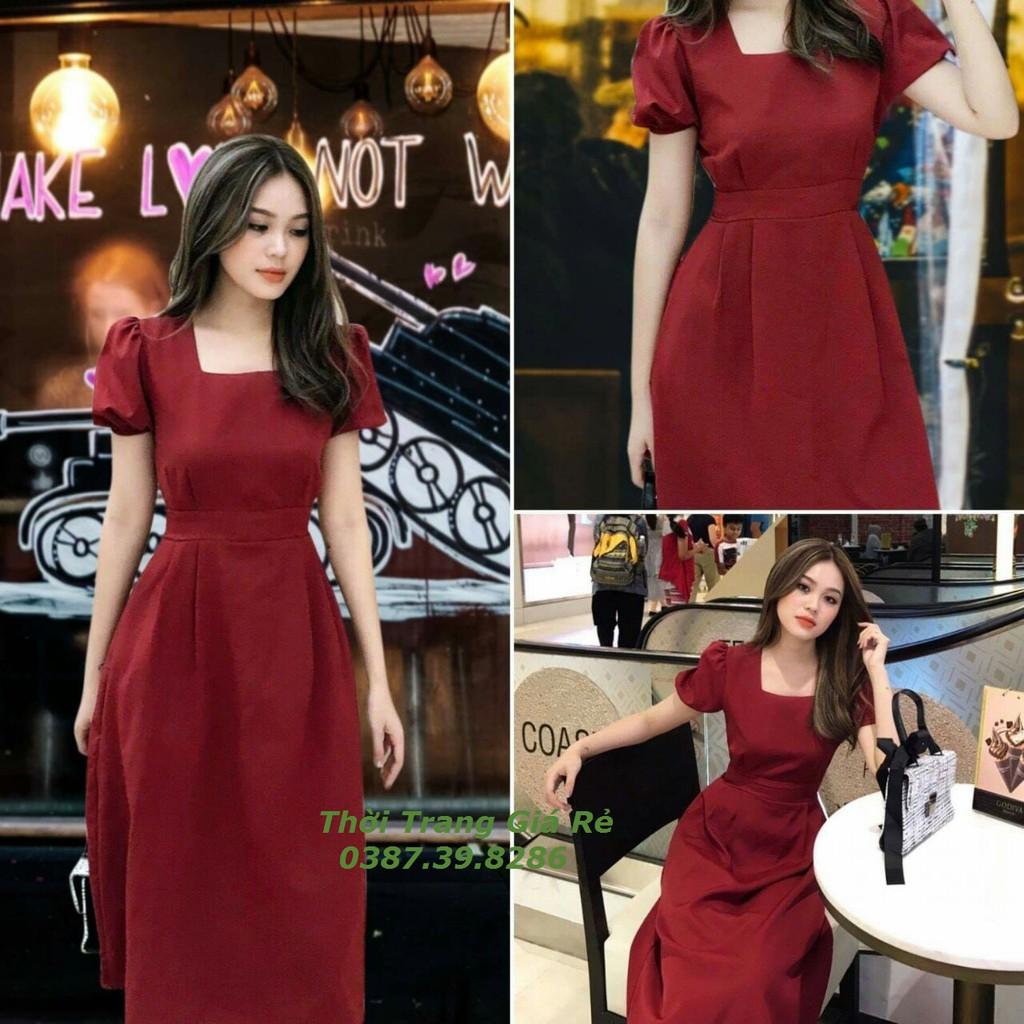ĐẦM CỔ VUÔNG TAY PHỒNG