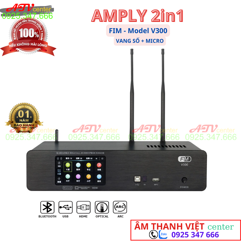 Amply 2in1 - Thương Hiệu FIM - Vang Số Tích Hợp Micro Không Dây - Chất Lượng Âm Thanh Sâu - Đầy Đủ - Tự Nhiên - Full Box