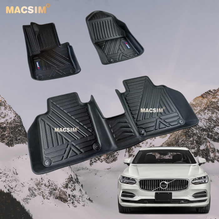 Thảm lót sàn xe ô tô Volvo S90 2017 - 2021 chất liệu TPE thương hiệu Macsim màu đen