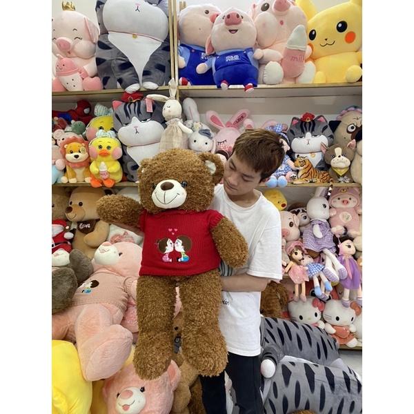 Gấu Bông Teddy lông xù kèm áo len