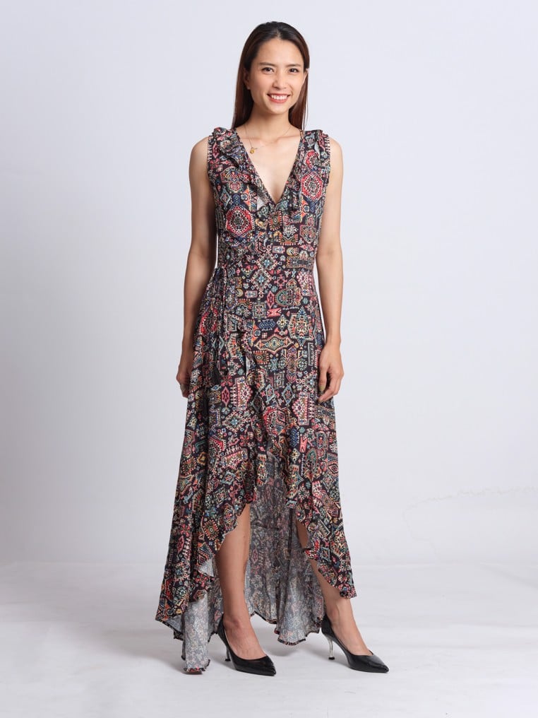 Đầm Maxi Đắp Chéo Cotton Luna Llena LN167QT512-BL