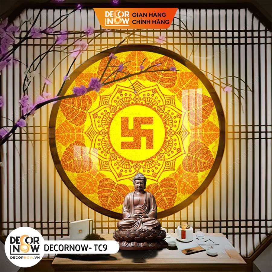 Đèn Hào Quang Phật In Tranh Trúc Chỉ DECORNOW 30,40 cm, Trang Trí Ban Thờ, Hào Quang Trúc Chỉ CHỮ VẠN DCN-TC9