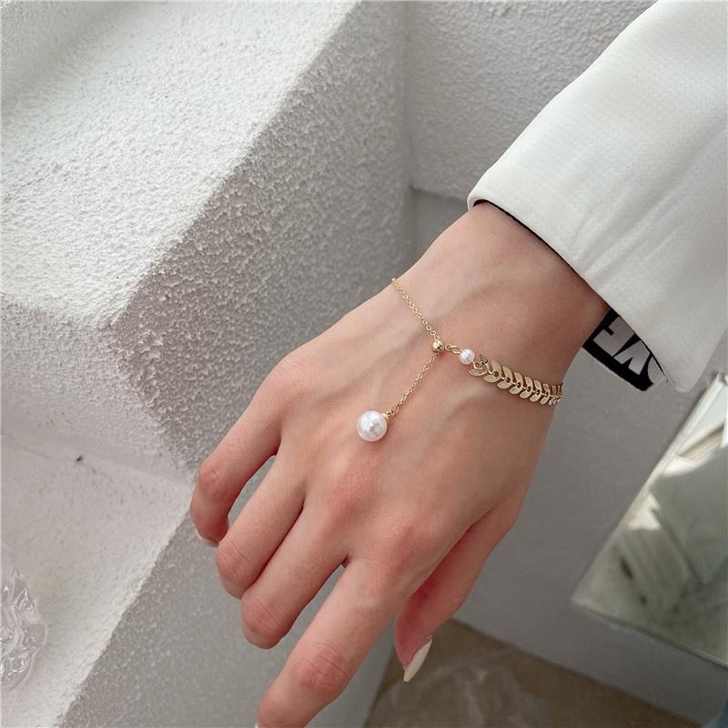 Korean Wheat Ear Pearl Bracelet Female Simple Temperament Adjustable Friendship Bracelet for Women