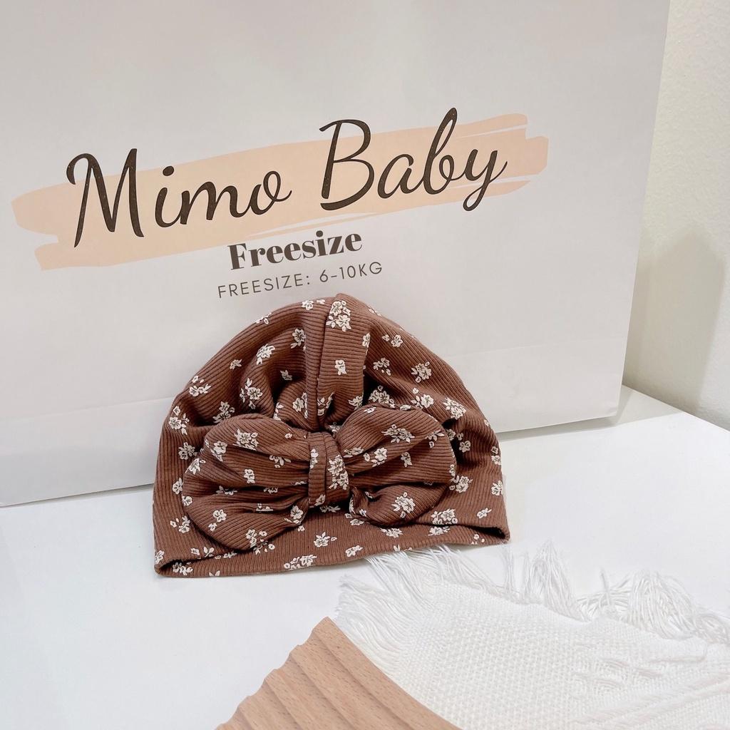 Mũ nón turban nâu hoa nhí đáng yêu cho bé 6-10kg Mimo Baby MTB73