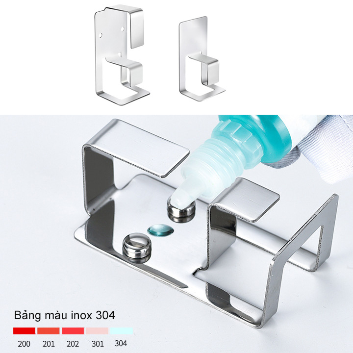 Móc treo chậu thau rửa đa năng nhà tắm inox 304, có keo dán kèm theo, loại đơn hoặc đôi tùy chọn