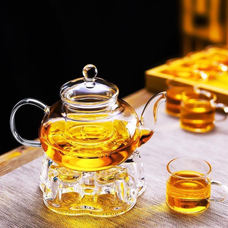 Combo ấm trà lọc 600ml và đế nến tim thuỷ tinh