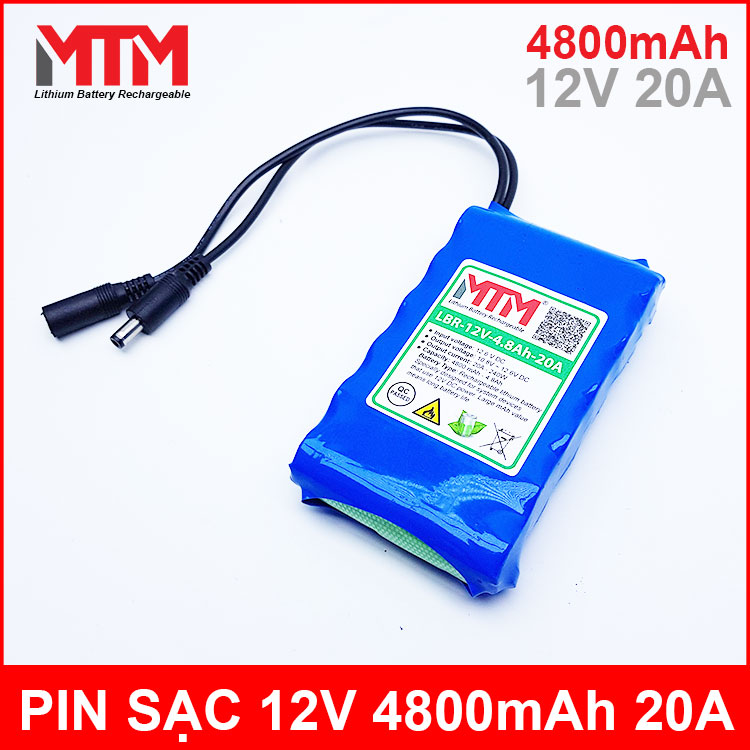 Pin sạc lithium 12V 4800mAh 3S chịu tải 20A MTM chính hãng