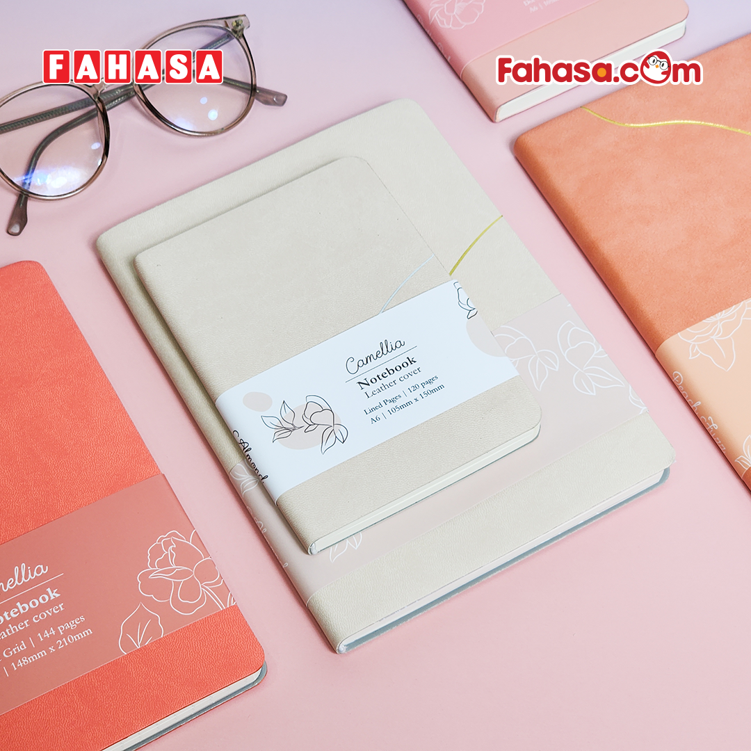 Sổ Da Bìa Cứng Camellia A6 - Kẻ Ngang - 120 Trang 100gsm - The Sun - Almond