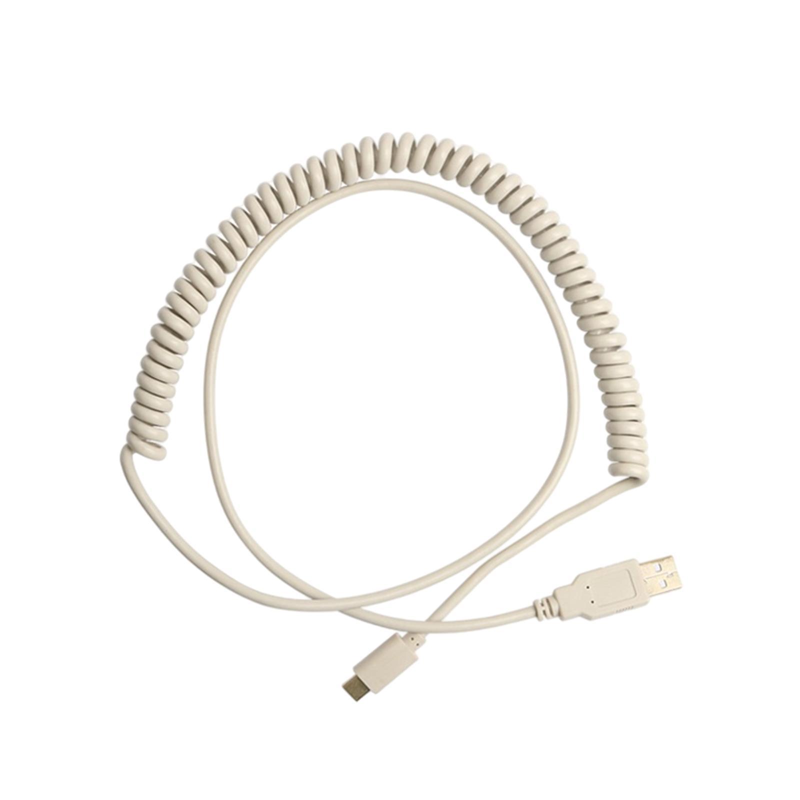 High Quality USB-C Type C Coiled Cable Cord for Mechanical Keyboard White