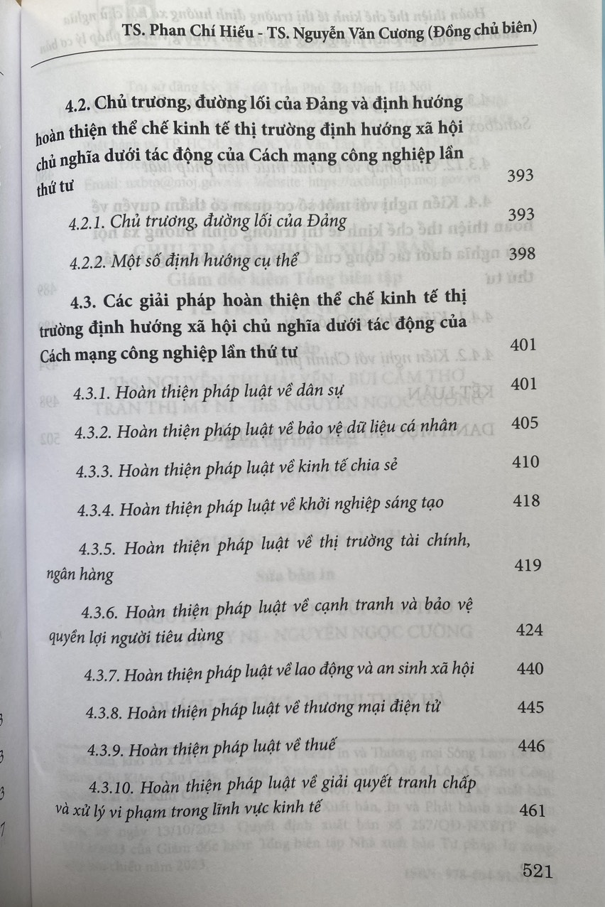 Hoàn thiện thể chế kinh tế thị trường định hướng xã hội chủ nghĩa dưới tác động của cách mạng công nghiệp 4.0:  Những vấn đề pháp lý cơ bản