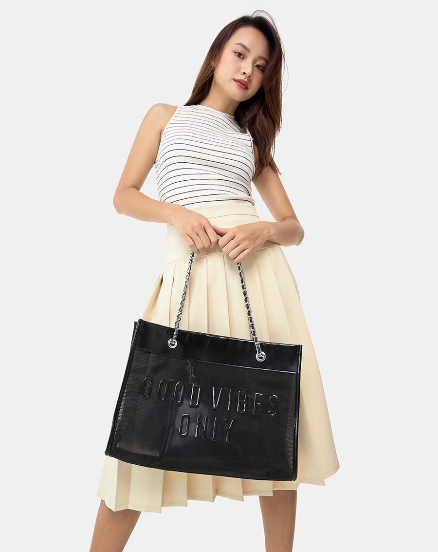 Túi Xách Nữ Thời Trang JUNO Cỡ Lớn Tote Lưới Good Vibes Only TXL089