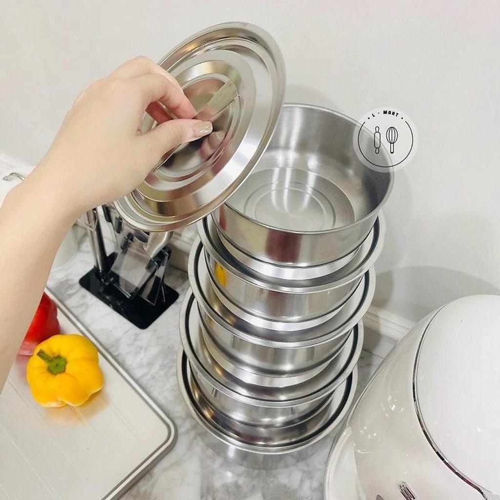 Nồi Inox Có Nắp Đậy 5 Size (Bộ 5 Nồi)