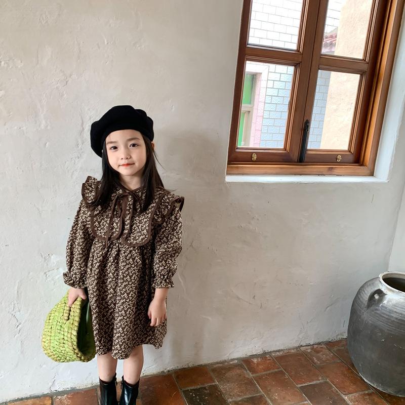 Màu Cà Phê Hoa Áo Thun Hàn Quốc Dài Tay Bé Gái Mùa Thu Trẻ Em Mới Quần Áo