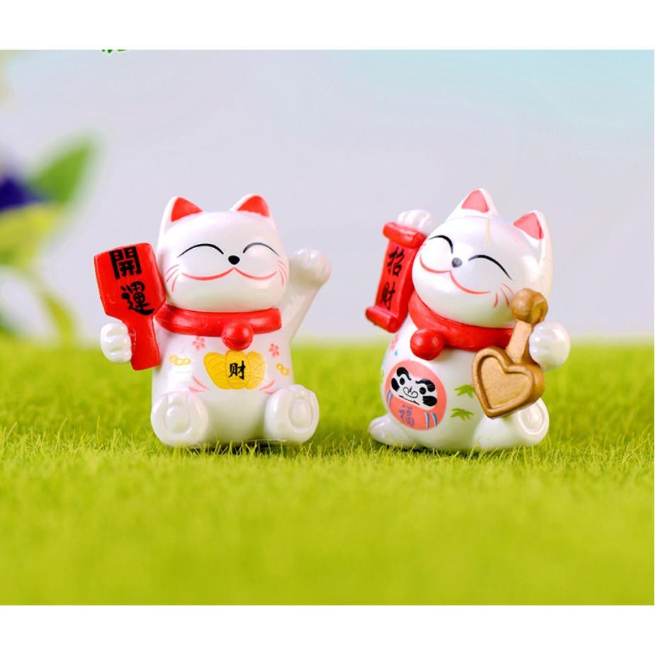 Bộ 08 mô hình mèo thần tài Maneki Neko cực xinh cho các bạn trang trí tiểu cảnh, xe hơi hay đơn giản là góc làm việc