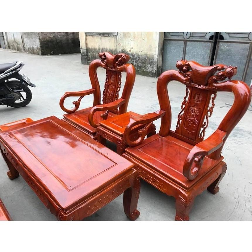 Bộ bàn ghế quốc đào tay 10 gỗ xà cừ đỏ