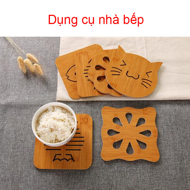 COMBO 4 TẤM LÓT NỒI, CỐC CHÉN CÁCH NHIỆT CHỐNG NÓNG BẰNG GỖ