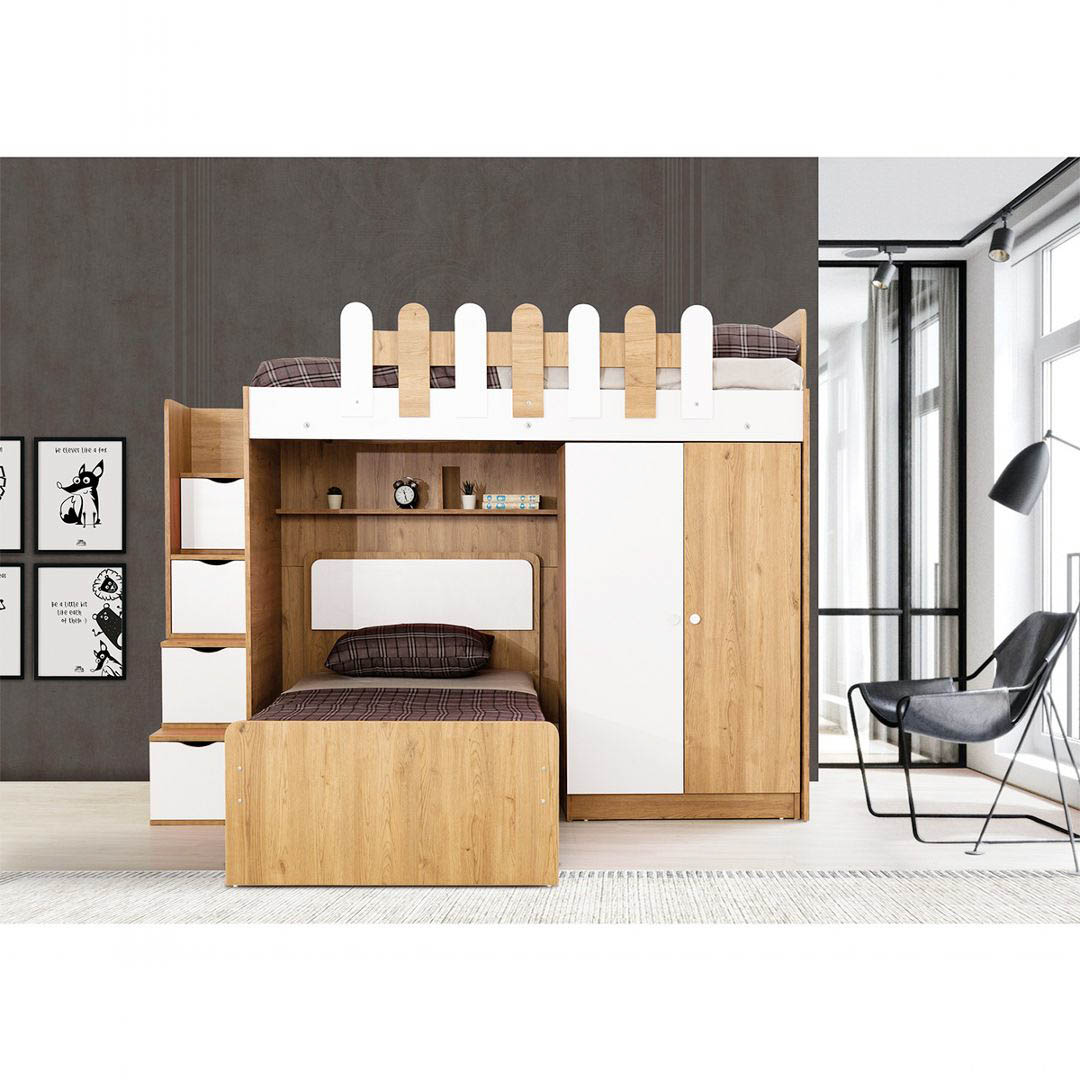 Giường gỗ 2 tầng cho bé thiết kế linh hoạt SMLIFE Sigore