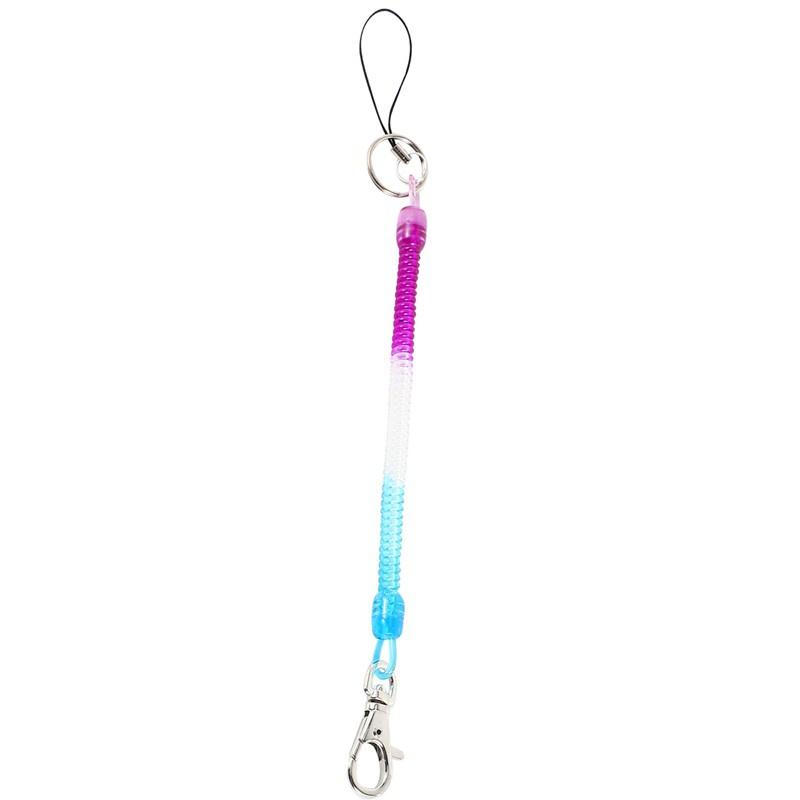 Lobster Hook Purple Blue Spring Stretchy Coil Keyring Keychain Strap Rope Cord