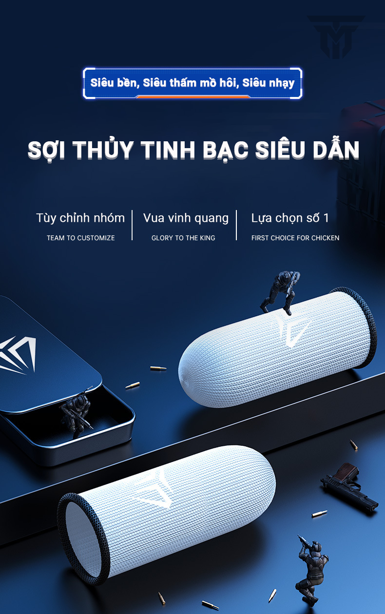 Găng Tay Chơi Game Teement Cho Ff Siêu Nhạy Sợi Thủy Tinh Nano Bạc Siêu Mỏng, Bao Tay Mobile Cảm Ứng Chống Mồ Hôi, Chống Trượt - Bộ 2 Ngón Tặng Box Nắp Trượt - Hàng Chính Hãng