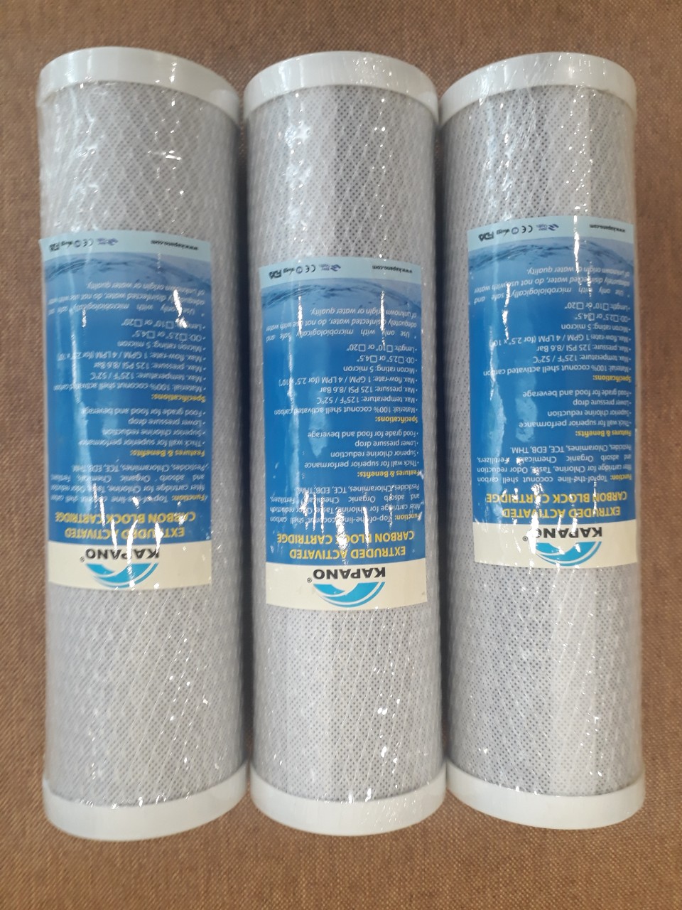 Lõi lọc than hoạt tính khối đặc CTO 10 inch Kapano - Hàng chính hãng