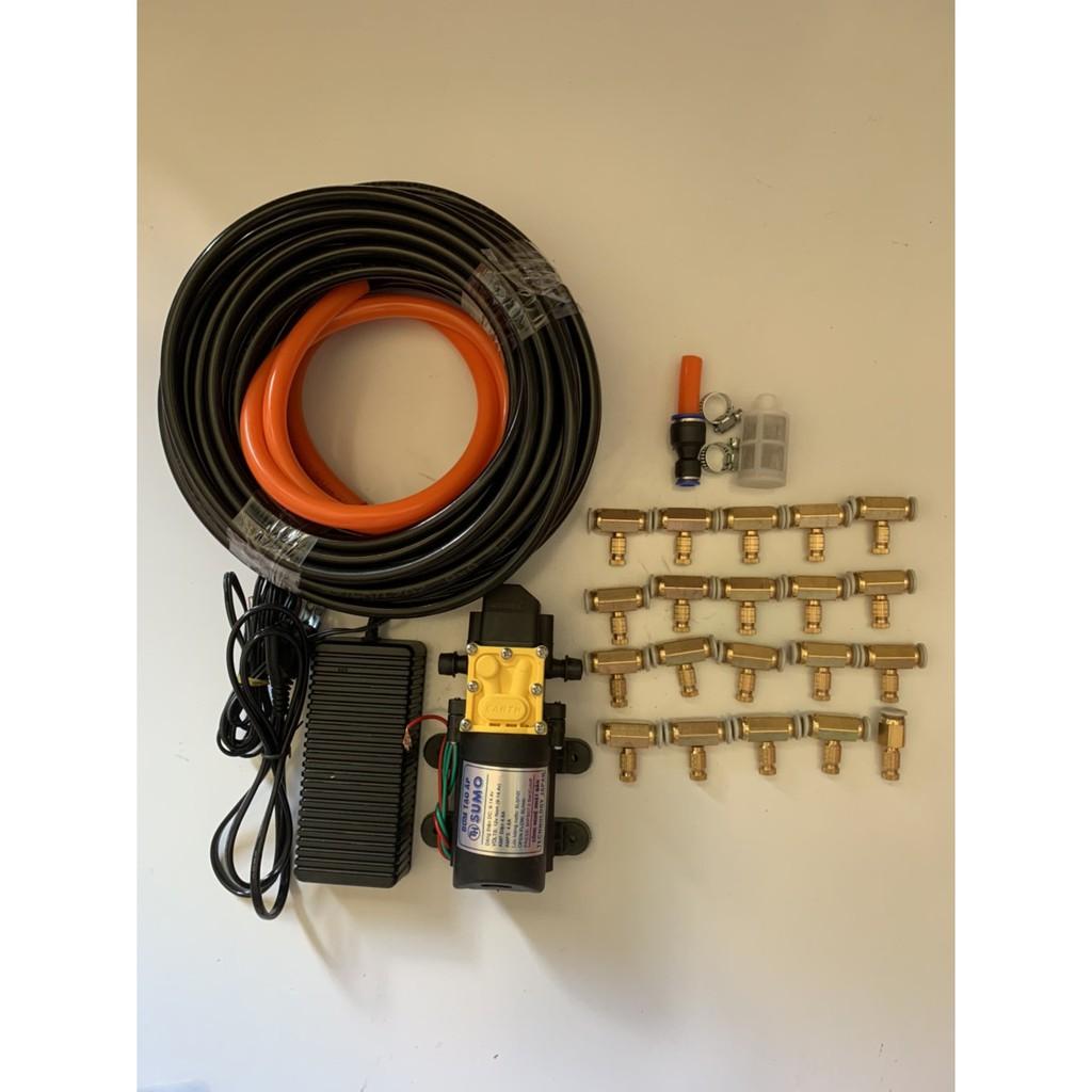 Bộ phun sương. tưới lan. bộ bơm sumo Đen kèm ng,uồn 12v_5a. 25m dây phun. 20 béc đồng. giúp làm dịu mát căn nhà và vườn