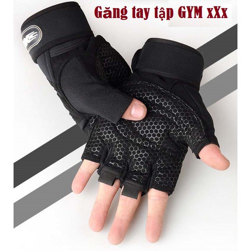 Găng Tay Tập Gym Hở Ngón Có Quấn Cổ Tay, Bao Tay Xe Máy Đi Phượt