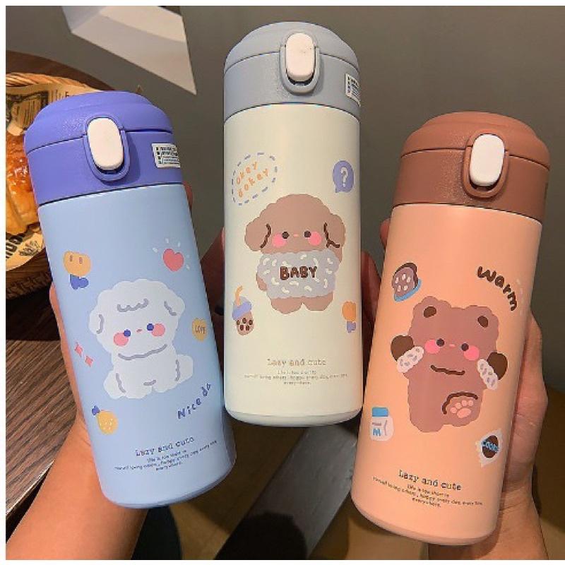 Bình giữ nhiệt hoạt hình 380ml dễ thương có ống hút