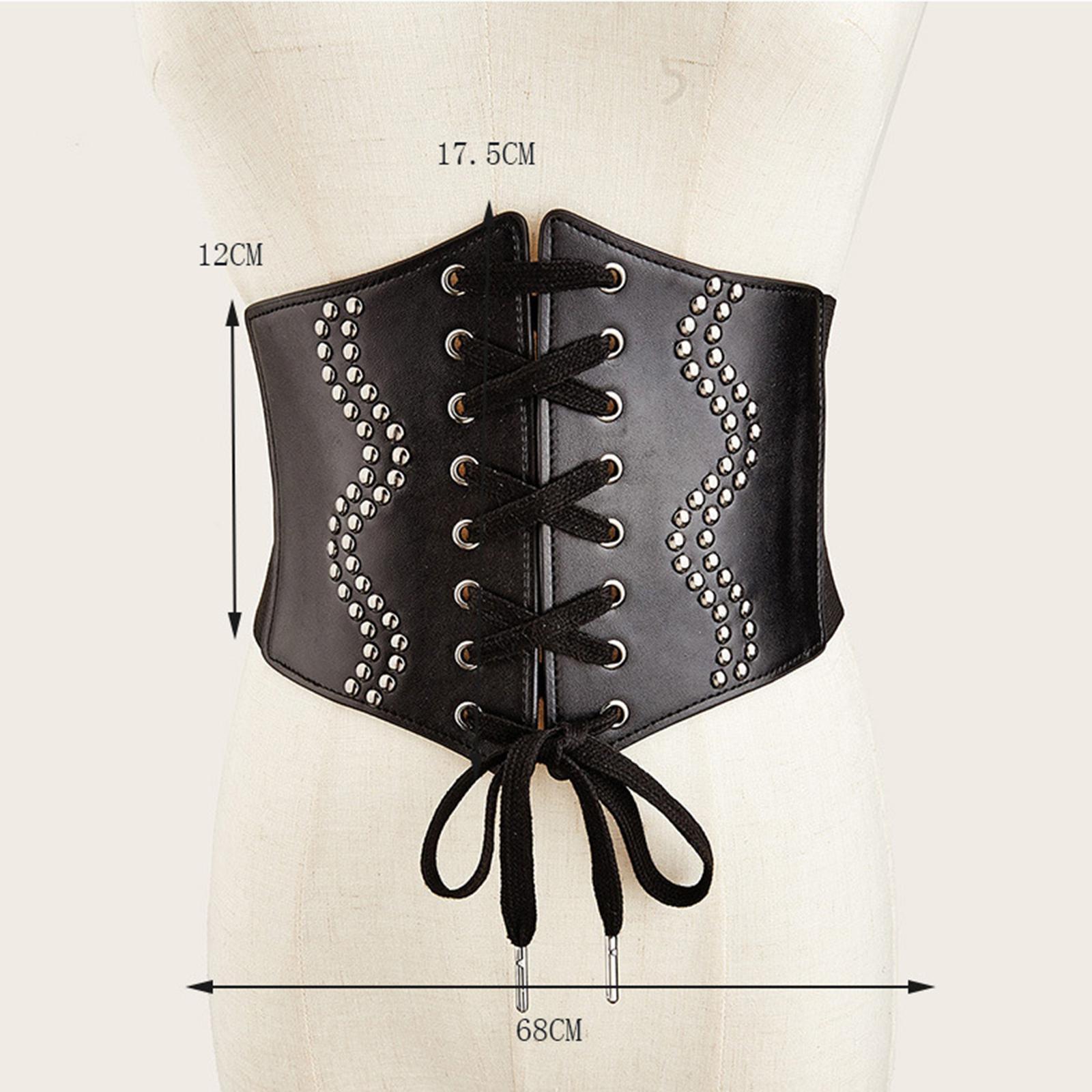 Punk Gothic Womens Waist Belt Cinch Belt Stretch Waistband Wide Corset Belt for Dress
