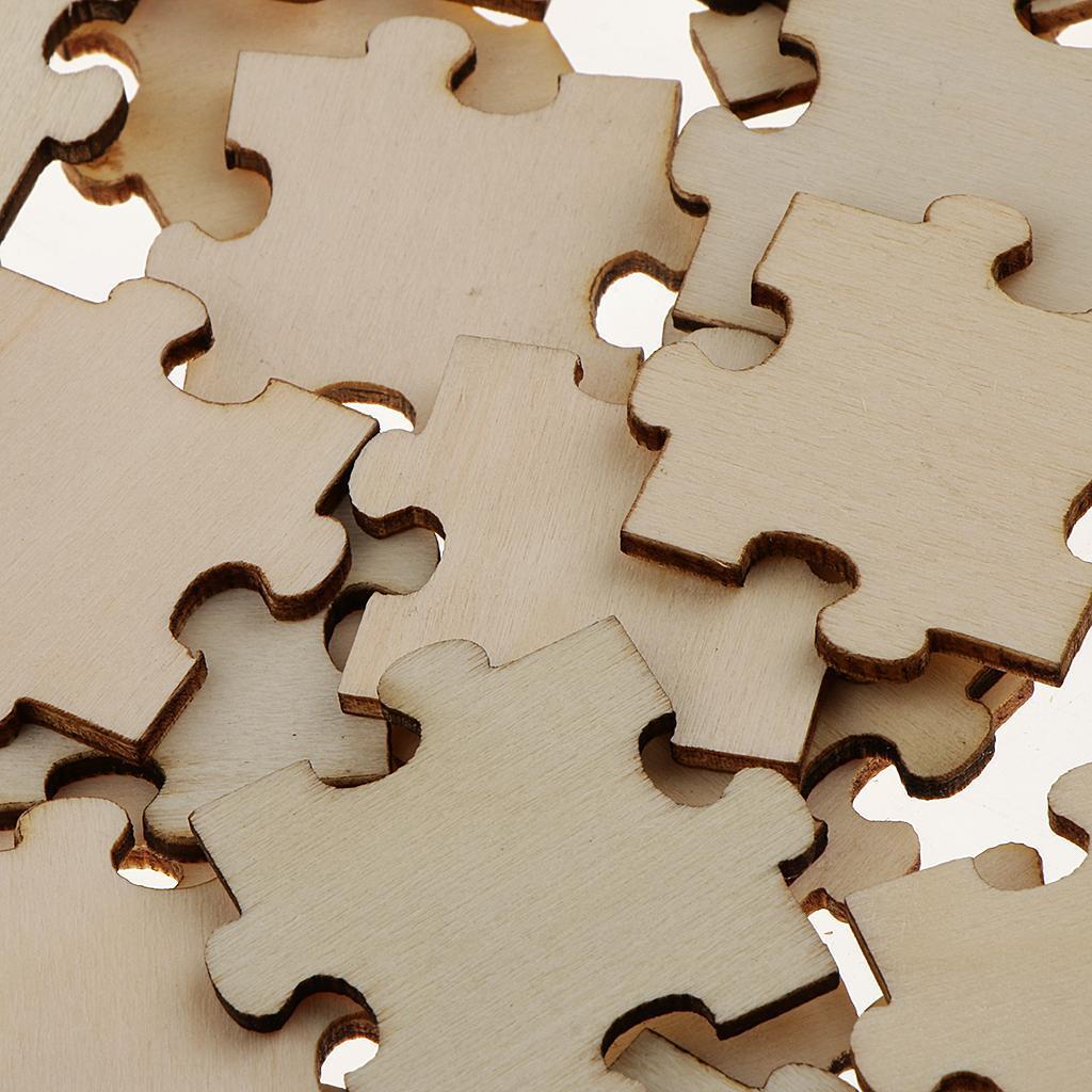 150x Blank Wooden Puzzle Embellishments Wood Slices for Wedding Art Craft