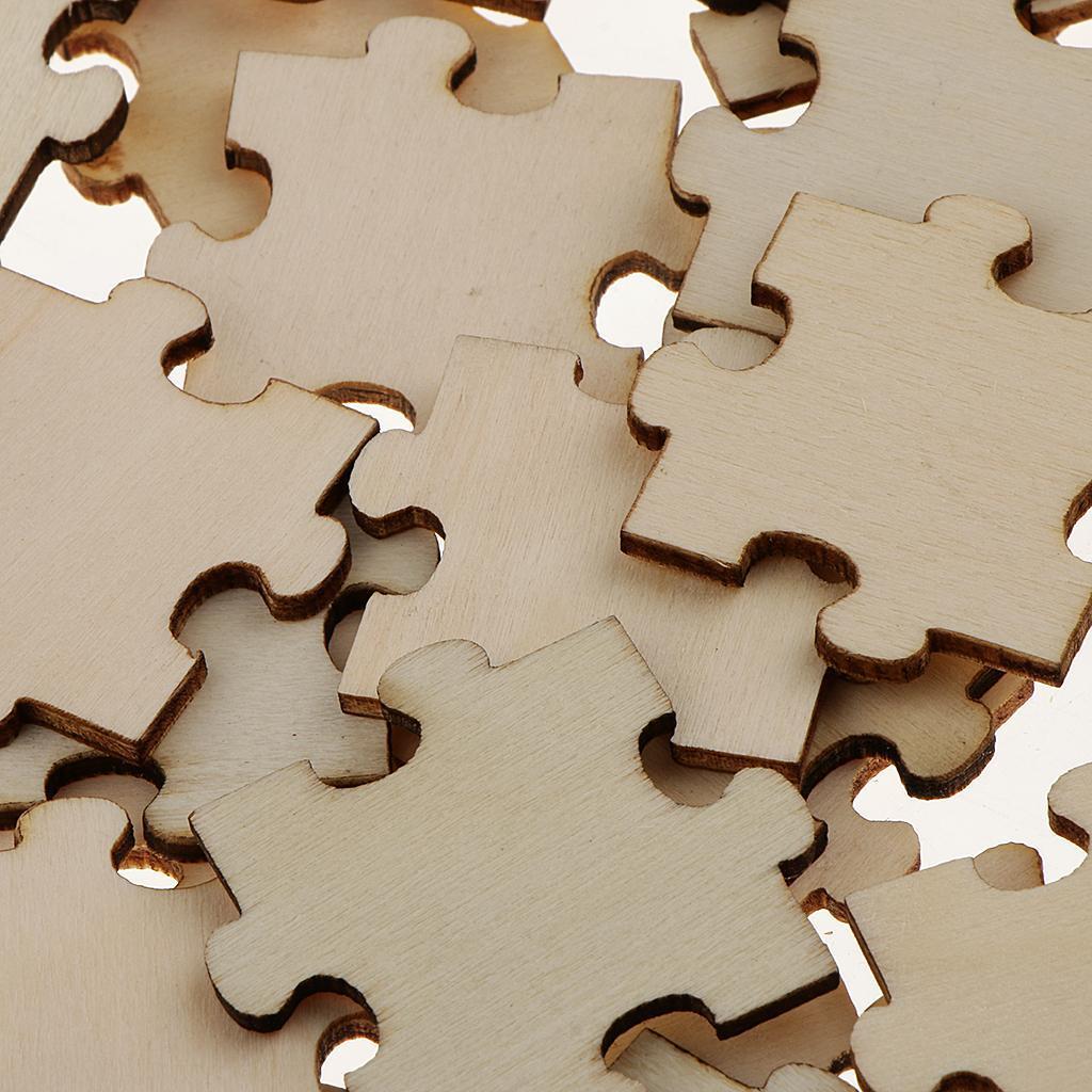 150x Unfinished Wooden Puzzle Pieces Embellish Craft Shape Blank DIY Plaque