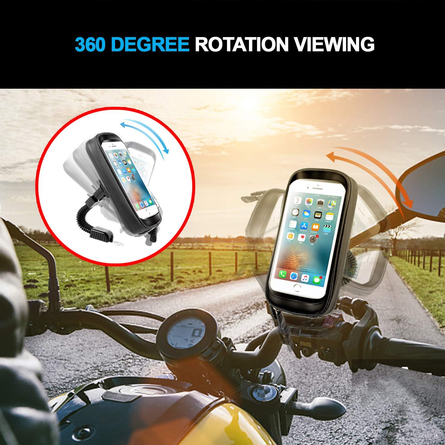 Bộ phận xe máy không thấm nước hỗ trợ xe máy 360 ° 360 ° Hỗ trợ xe máy hỗ trợ xe tay ga với Rain Porte Tolder Porte Totoring cho Motorcycle Rearchander lên tới 6,7 "